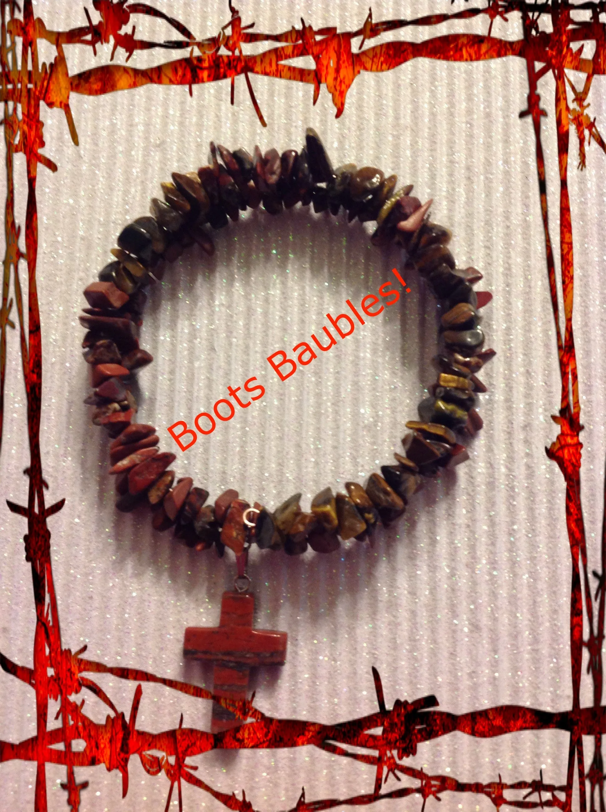 Red Jasper chip memory wire bracelet