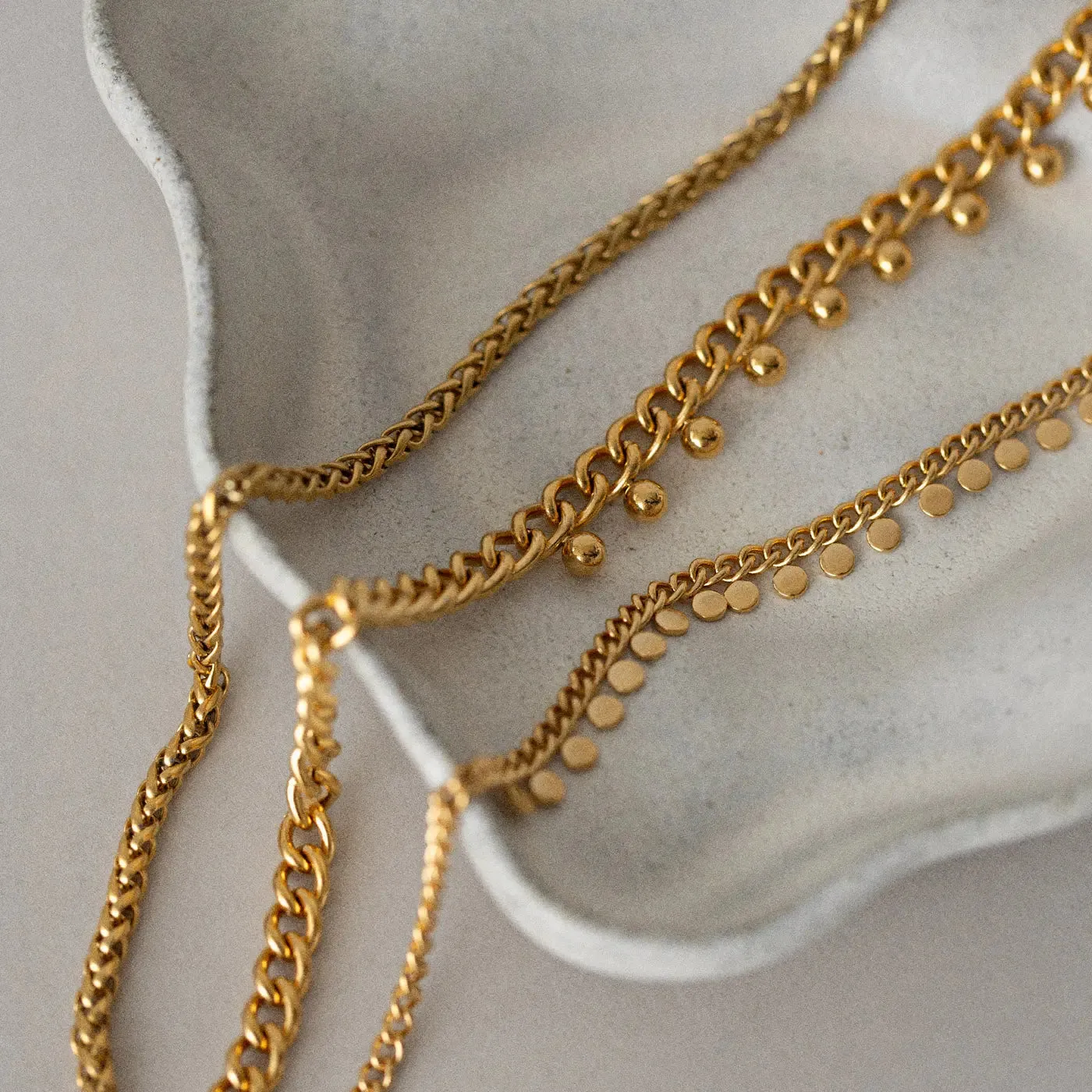 Saffron - Oriental Bead Link Necklace Stainless Steel