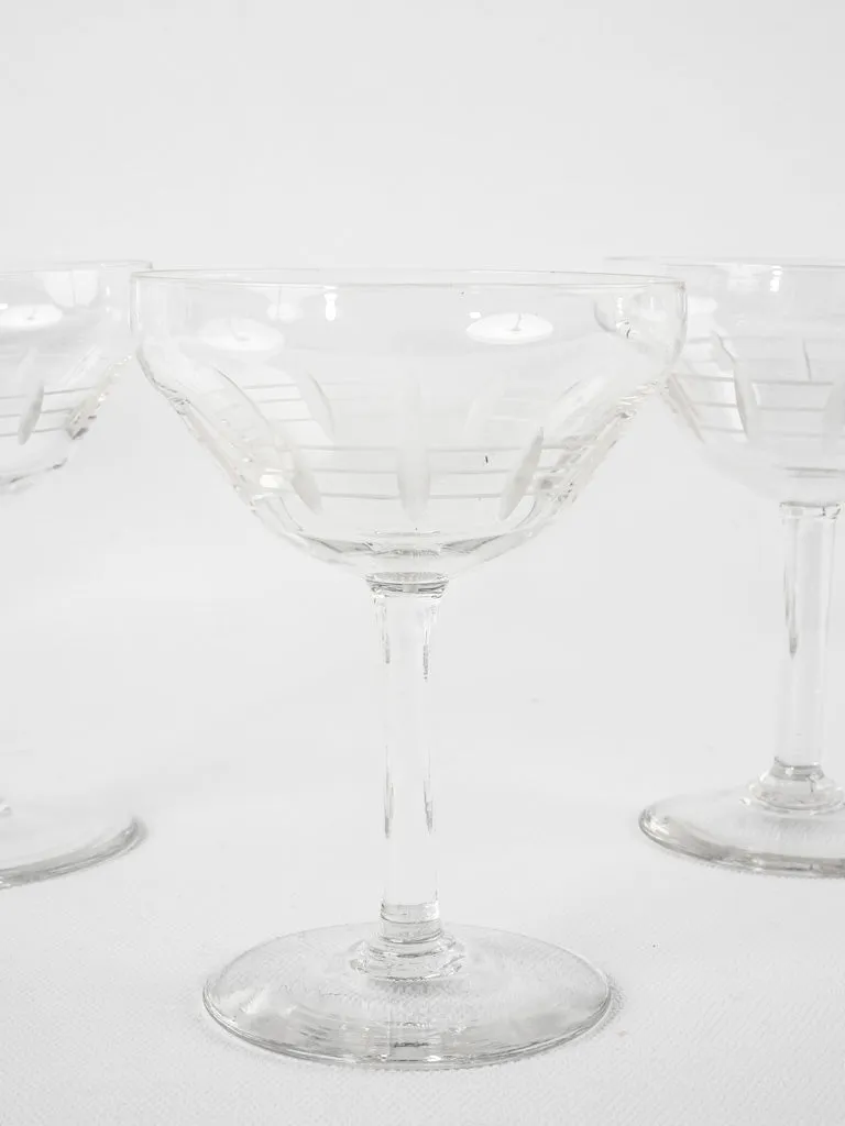 Set of 10 antique French Champagne coupes