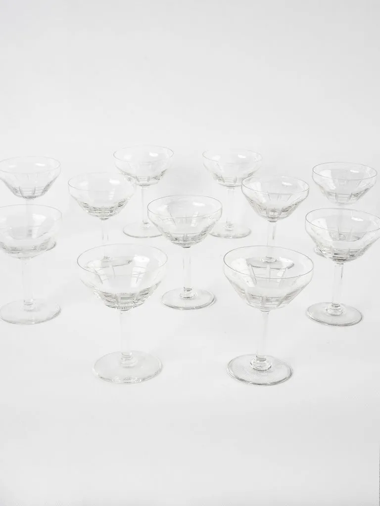 Set of 10 antique French Champagne coupes