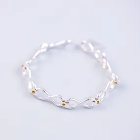 Silver Topaz November Birthstone Infinity Link Bracelet