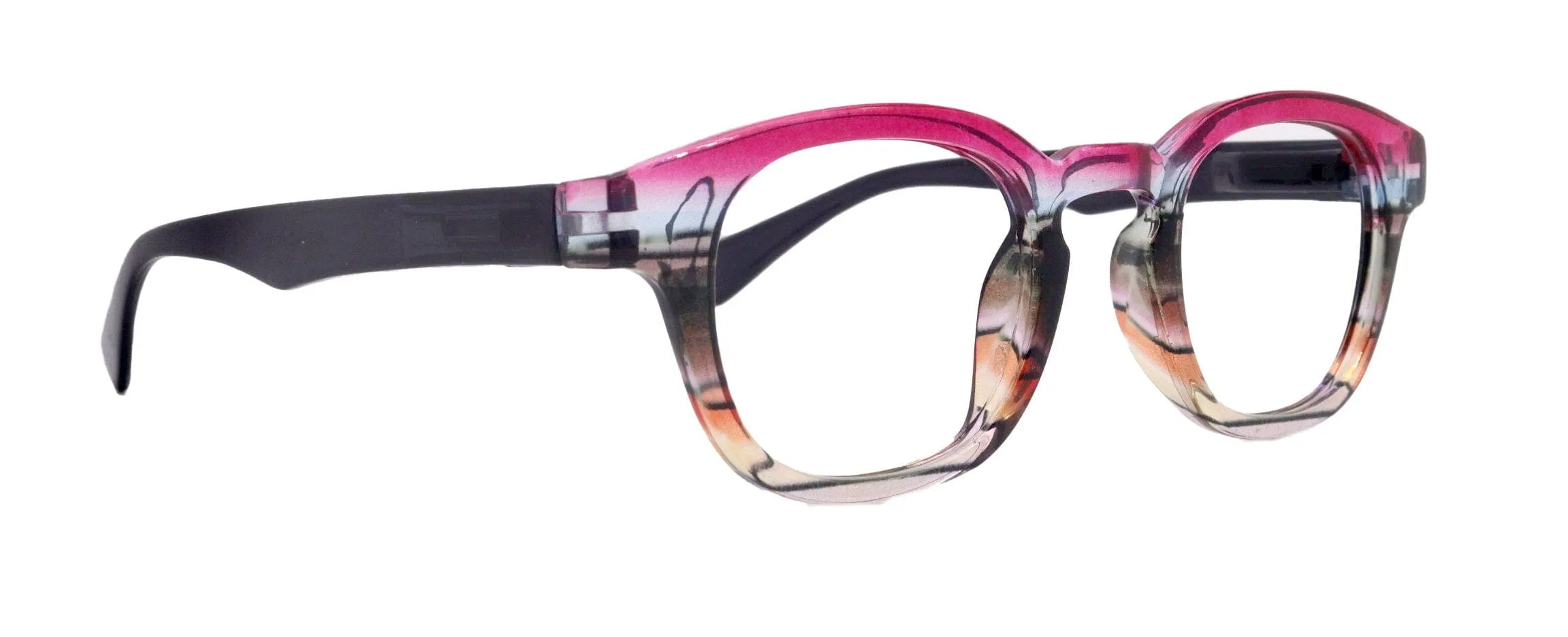 Sorbet Premium Reading Glasses High End Readers  1.25 ..  4.00 (Rose, Brown Transparent) Round Optical Frames. NY Fifth Avenue.
