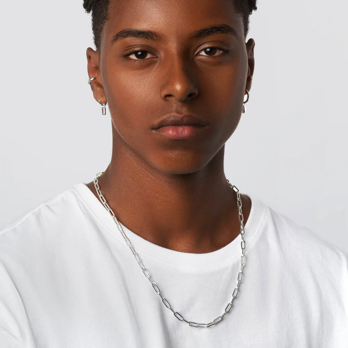 Square Boyfriend Paperclip Chain Necklace in Silver