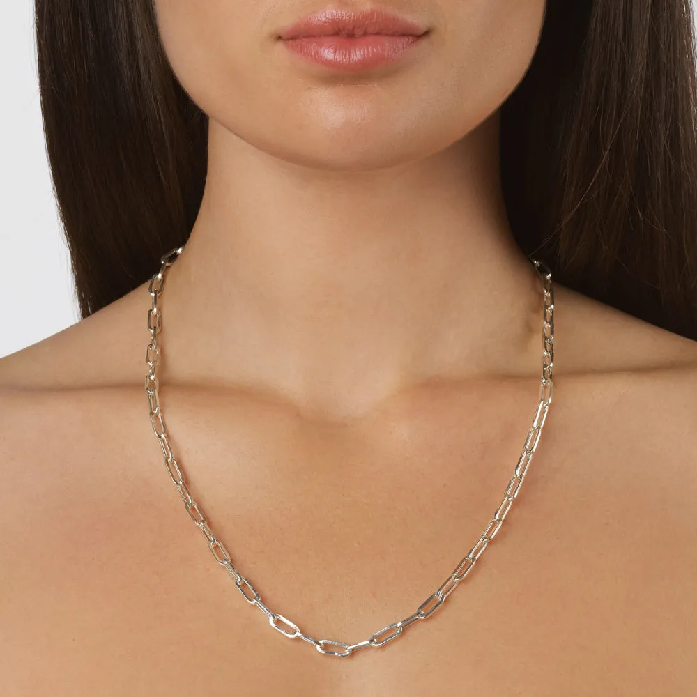 Square Boyfriend Paperclip Chain Necklace in Silver