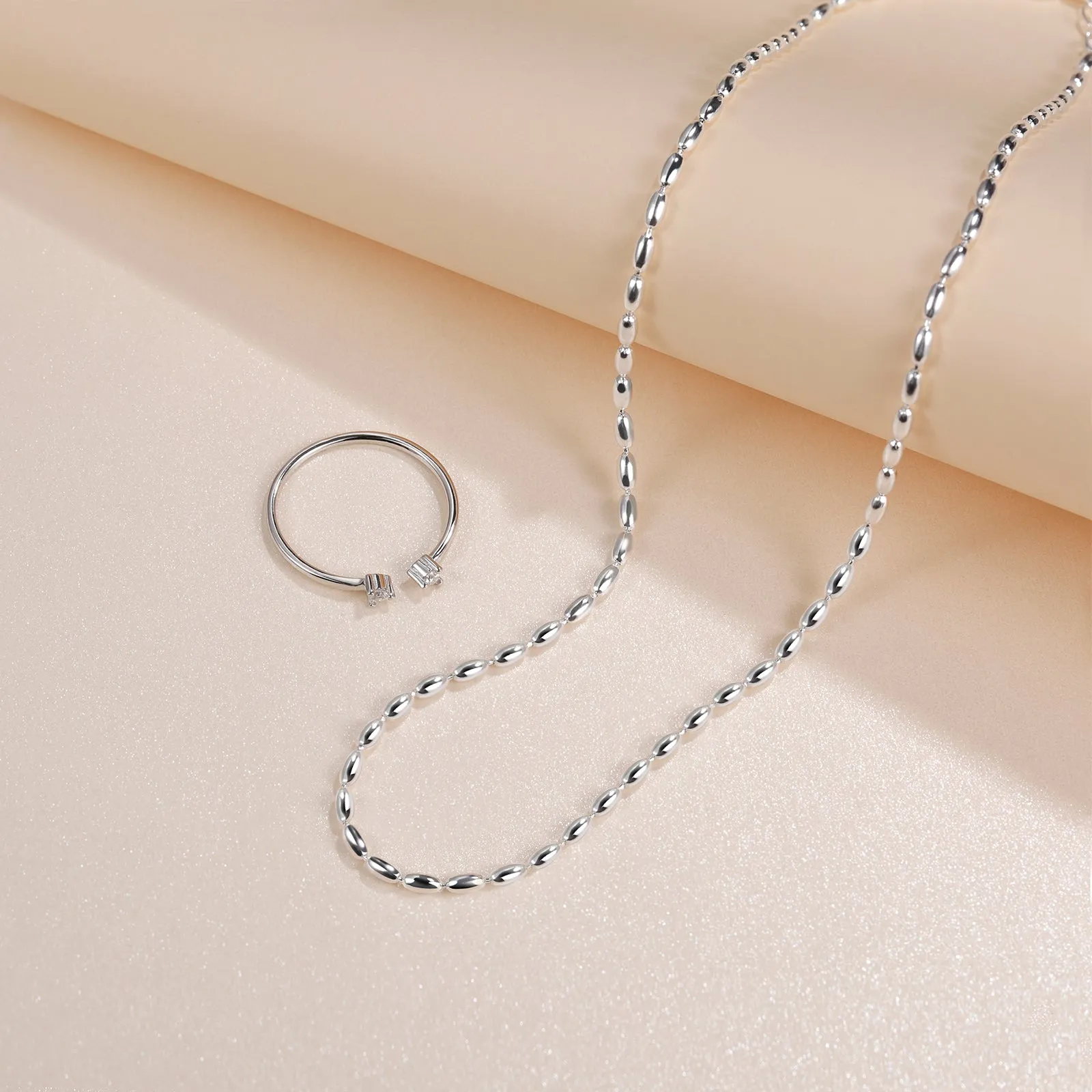 Sterling Silver Teardrop Beaded Necklace