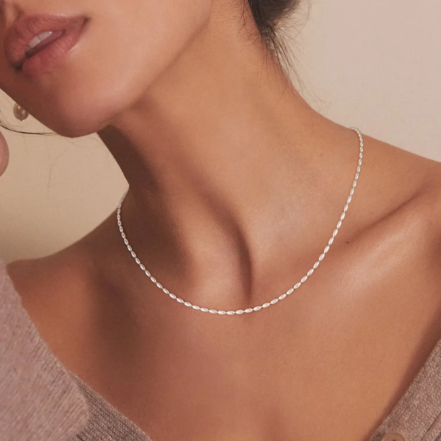 Sterling Silver Teardrop Beaded Necklace