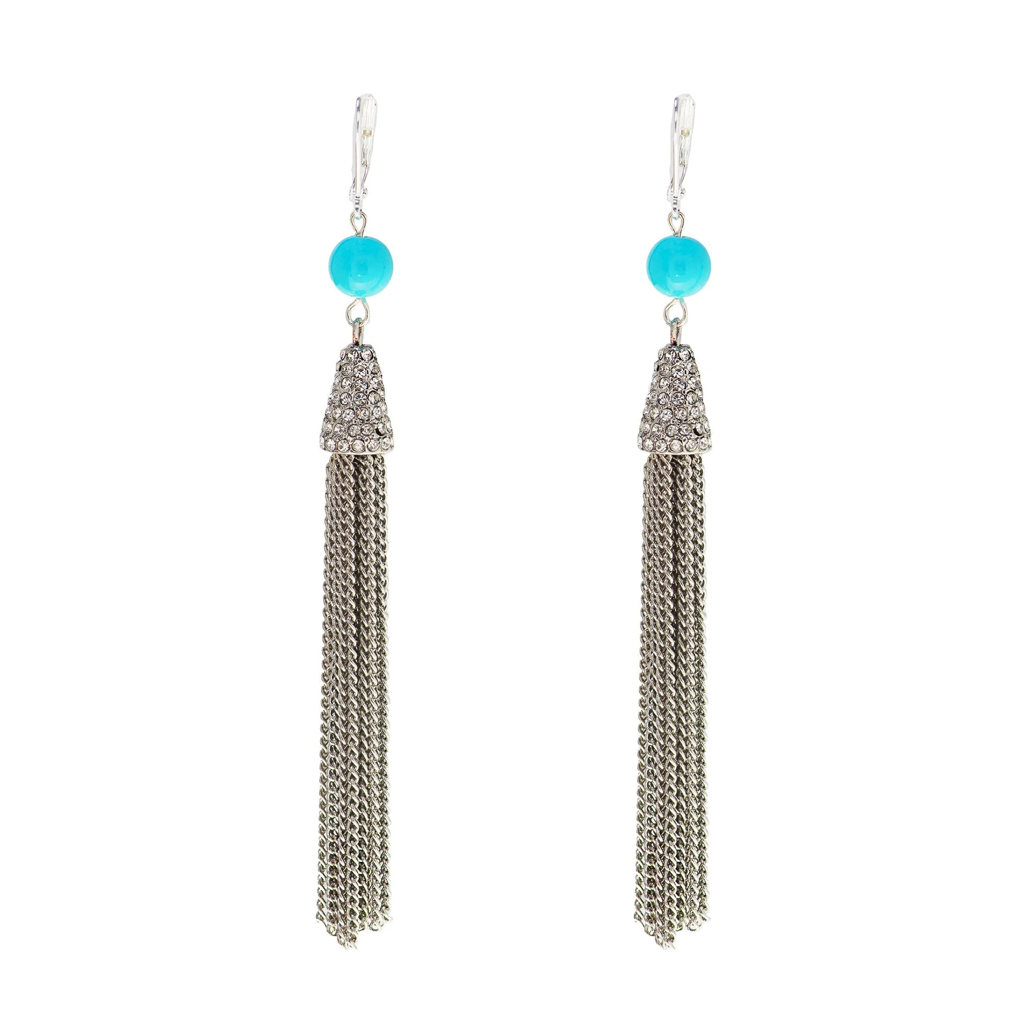 TAHITI TURQUOISE STATEMENT EARRINGS (SILVER)