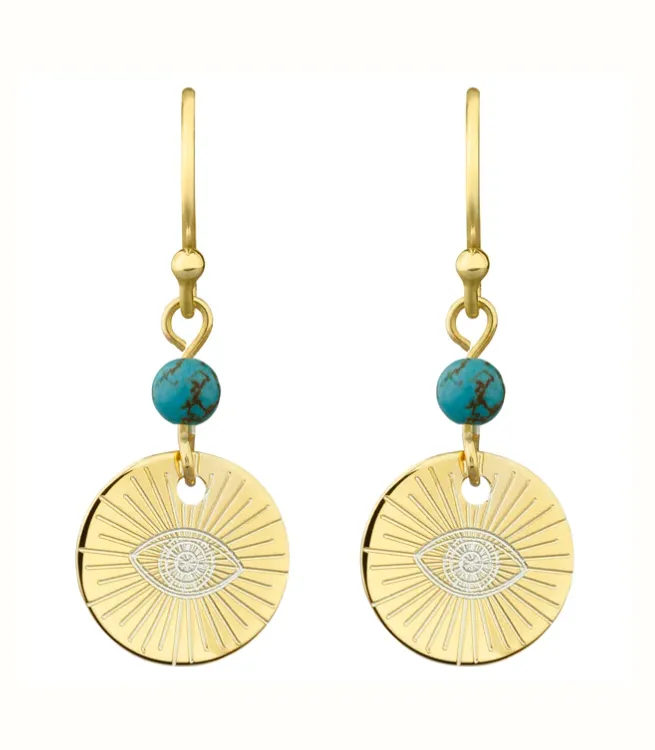 TB Eye of Providence earrings - Gold and Turquoise