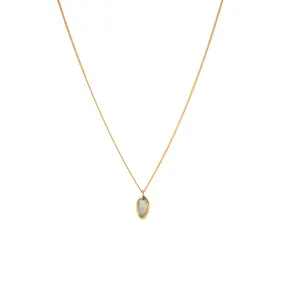 TINY PROTECT OVAL PENDANT - AQUAMARINE & GOLD