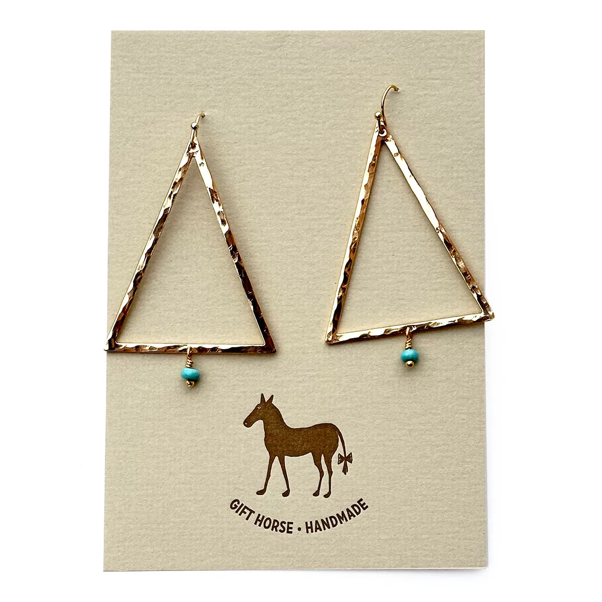 Triangle gold plated with real turqoise bead