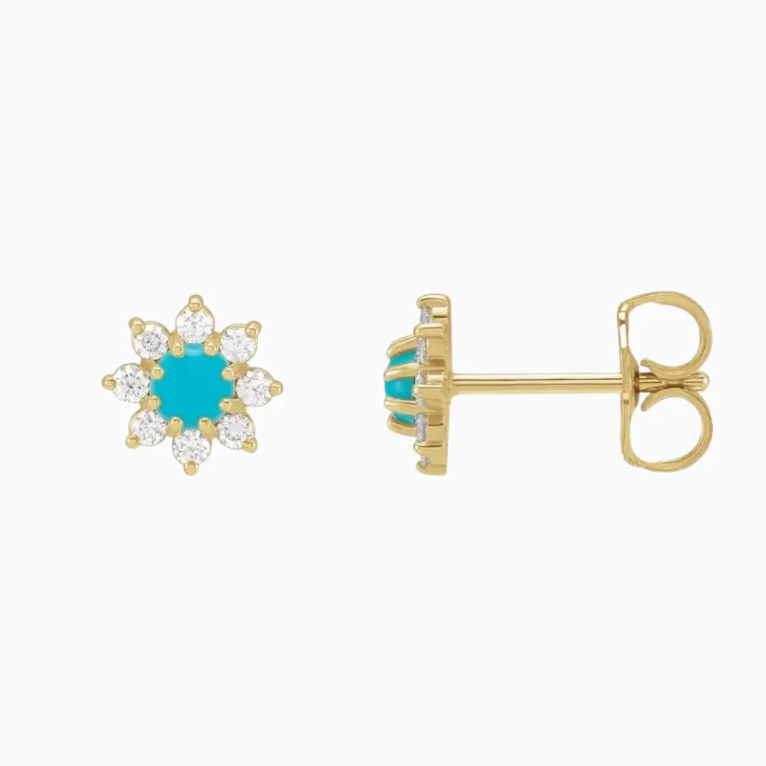 Turquoise Flower Studs