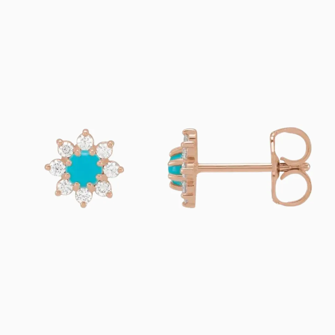 Turquoise Flower Studs