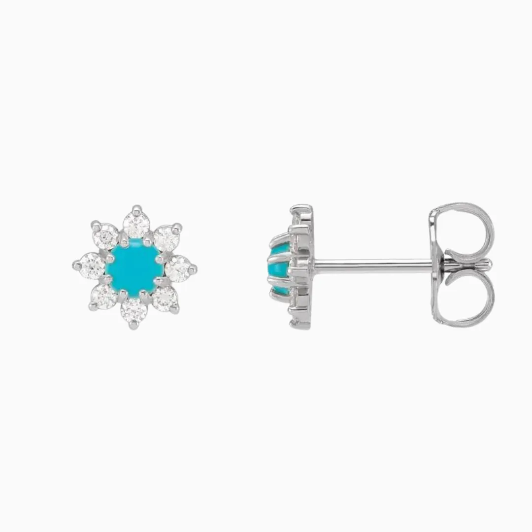 Turquoise Flower Studs