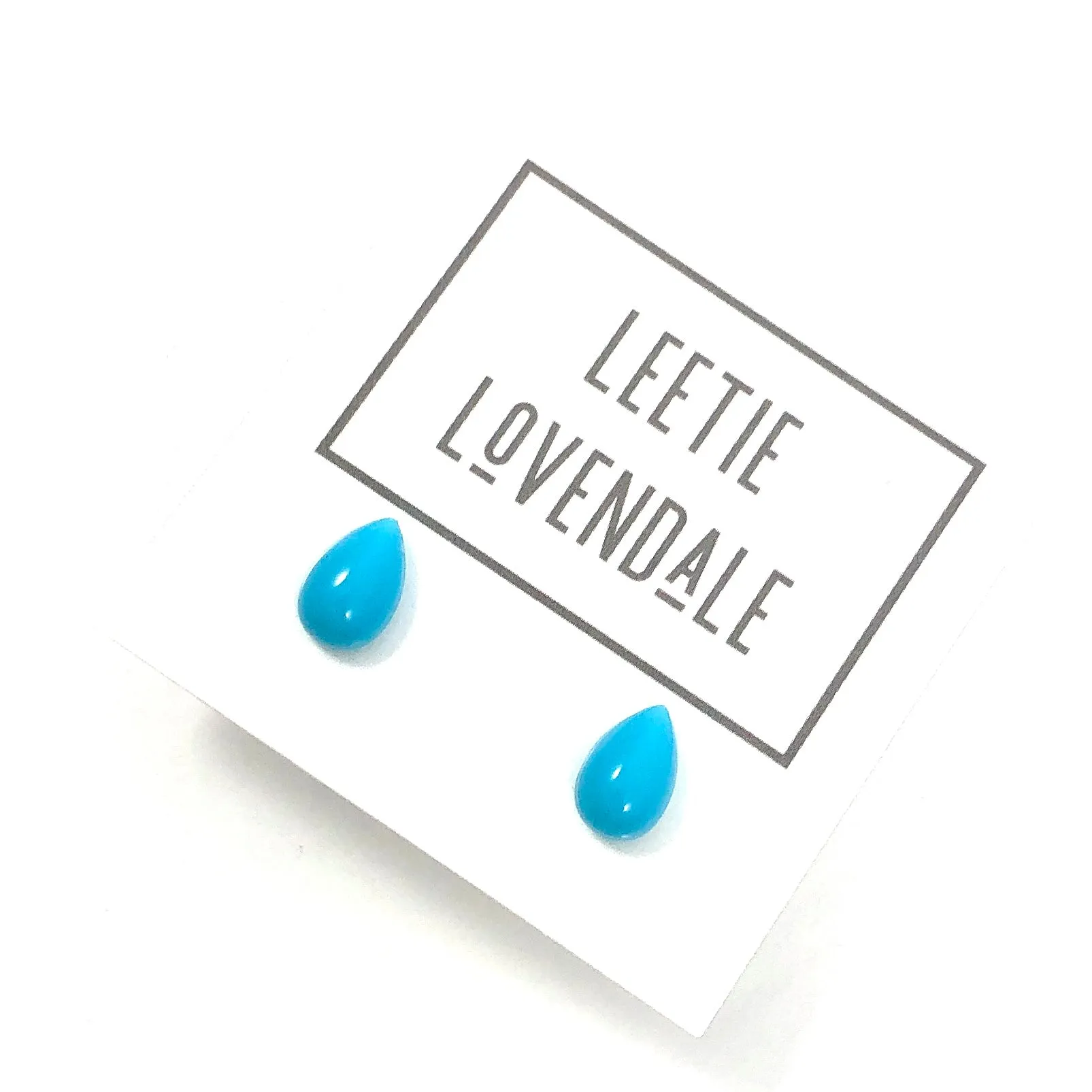Turquoise Teardrop Lucite Stud Earrings