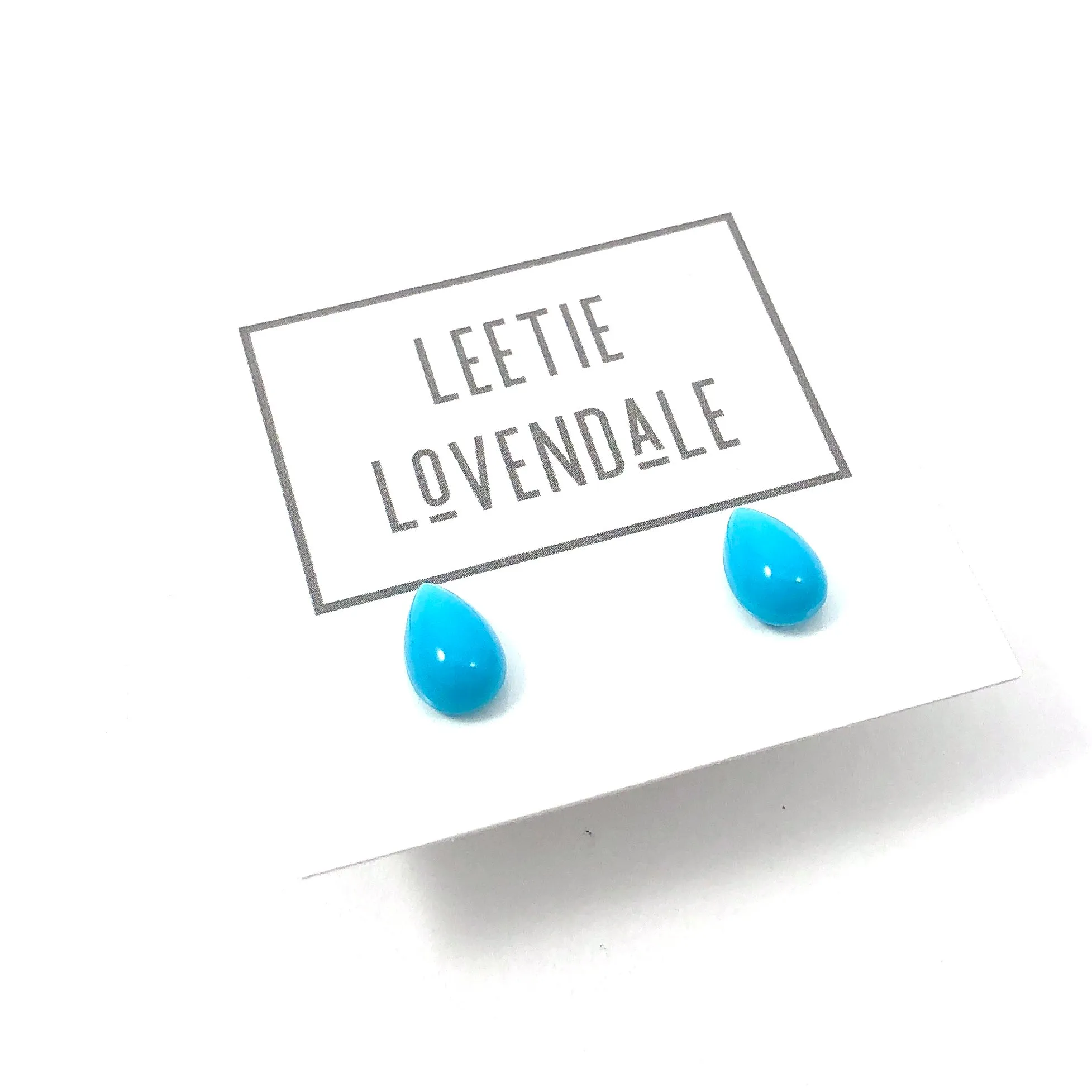 Turquoise Teardrop Lucite Stud Earrings