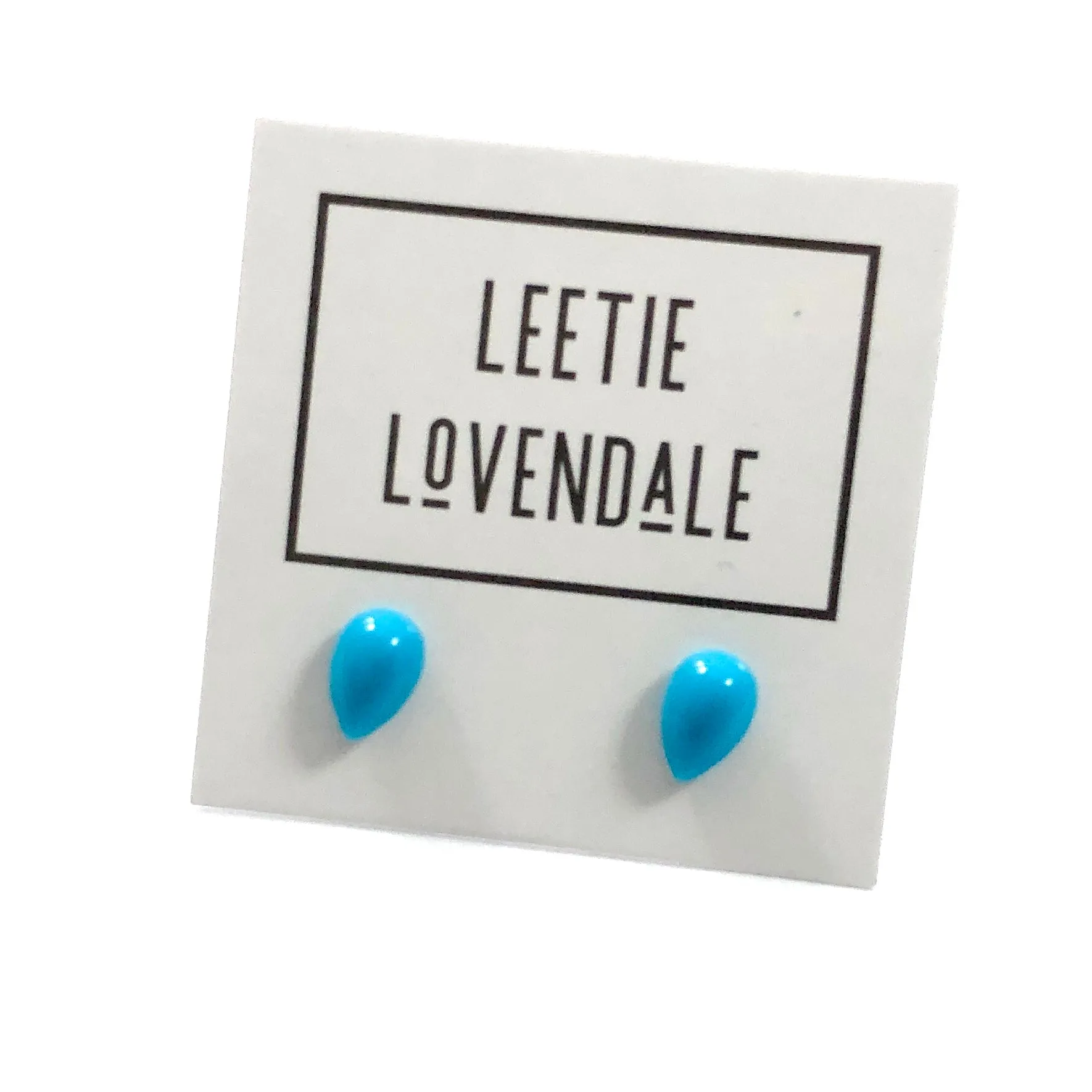 Turquoise Teardrop Lucite Stud Earrings
