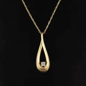 Vintage Infinity 14K Gold Diamond Pendant Necklace