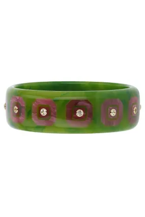 White Topaz Green Purple Bakelite Bangle
