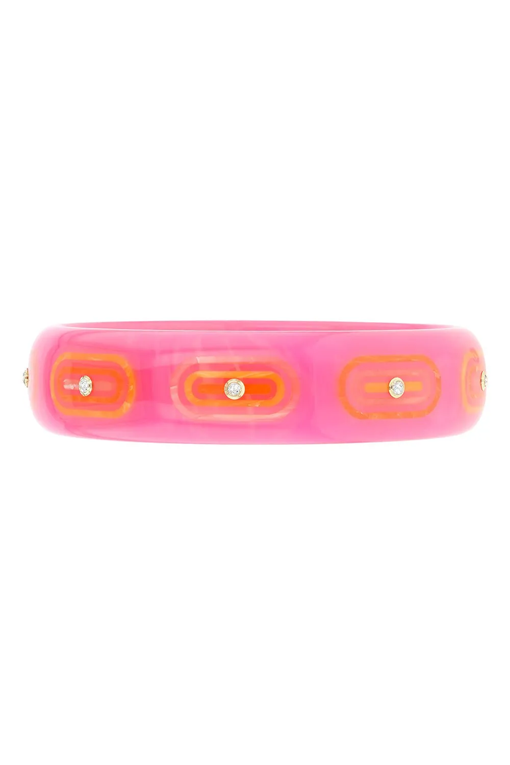 White Topaz Pink Yellow Bakelite Bangle