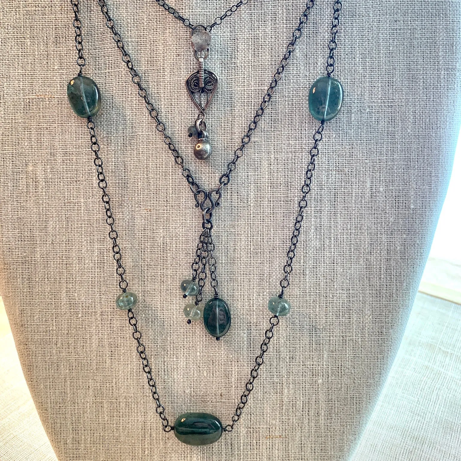 Yemeni Silver and Sapphire Necklace by Ruth
