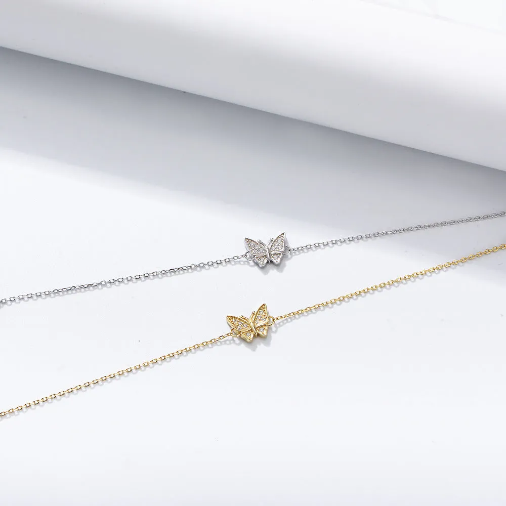 Zircon Butterfly Silver Bracelet for Women
