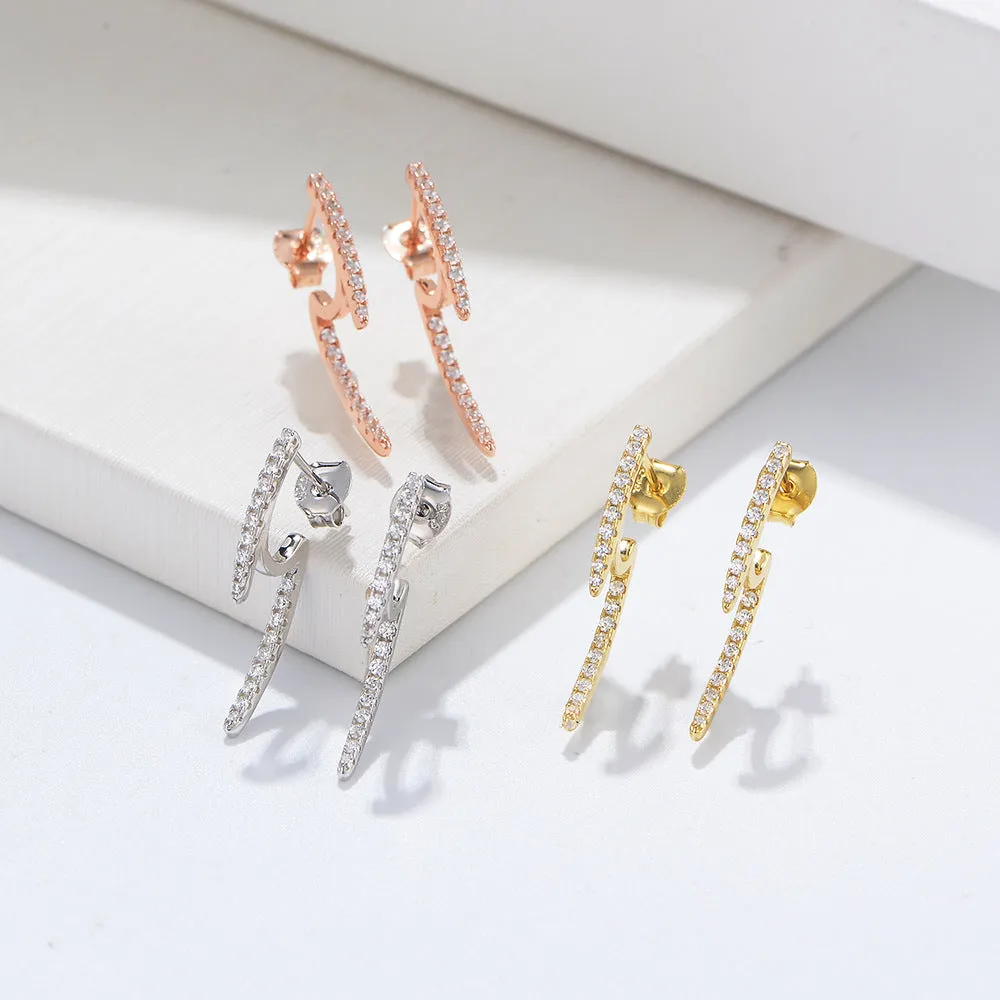 Zircon Geometric Shape Silver Studs Earrings for Women