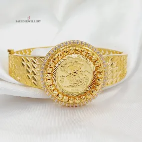 Zircon Studded English Bangle Bracelet
