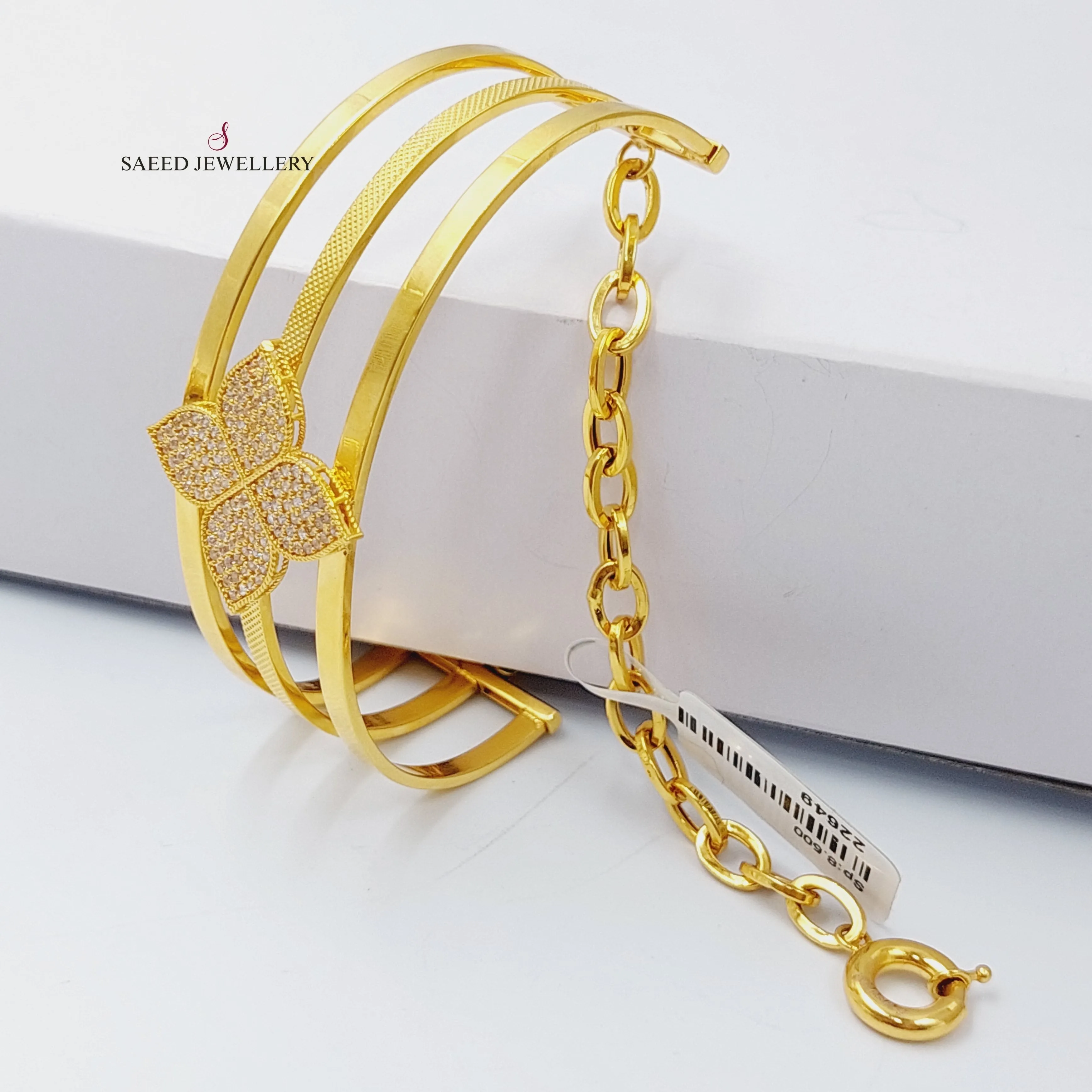 Zircon Studded Fancy Bangle Bracelet