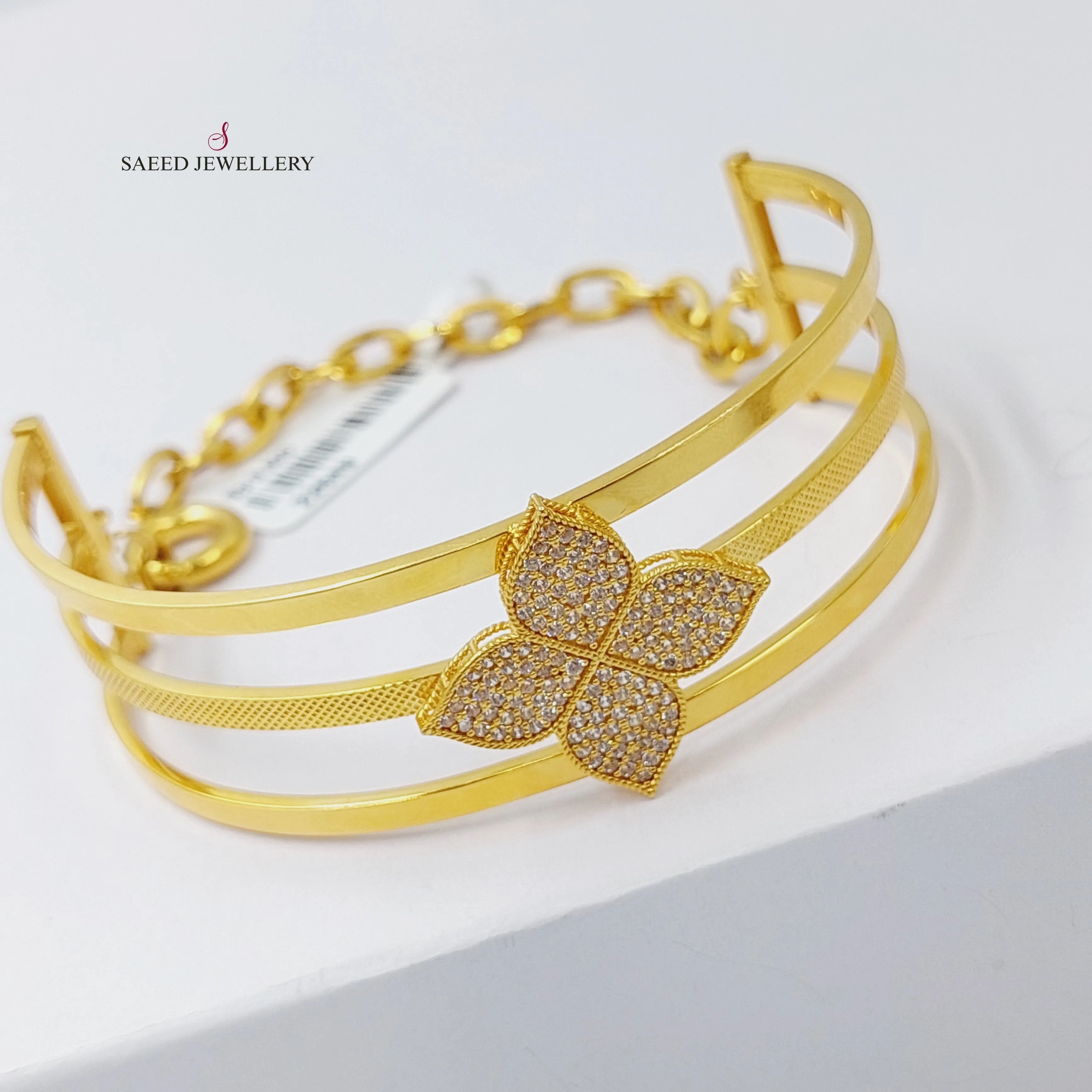 Zircon Studded Fancy Bangle Bracelet