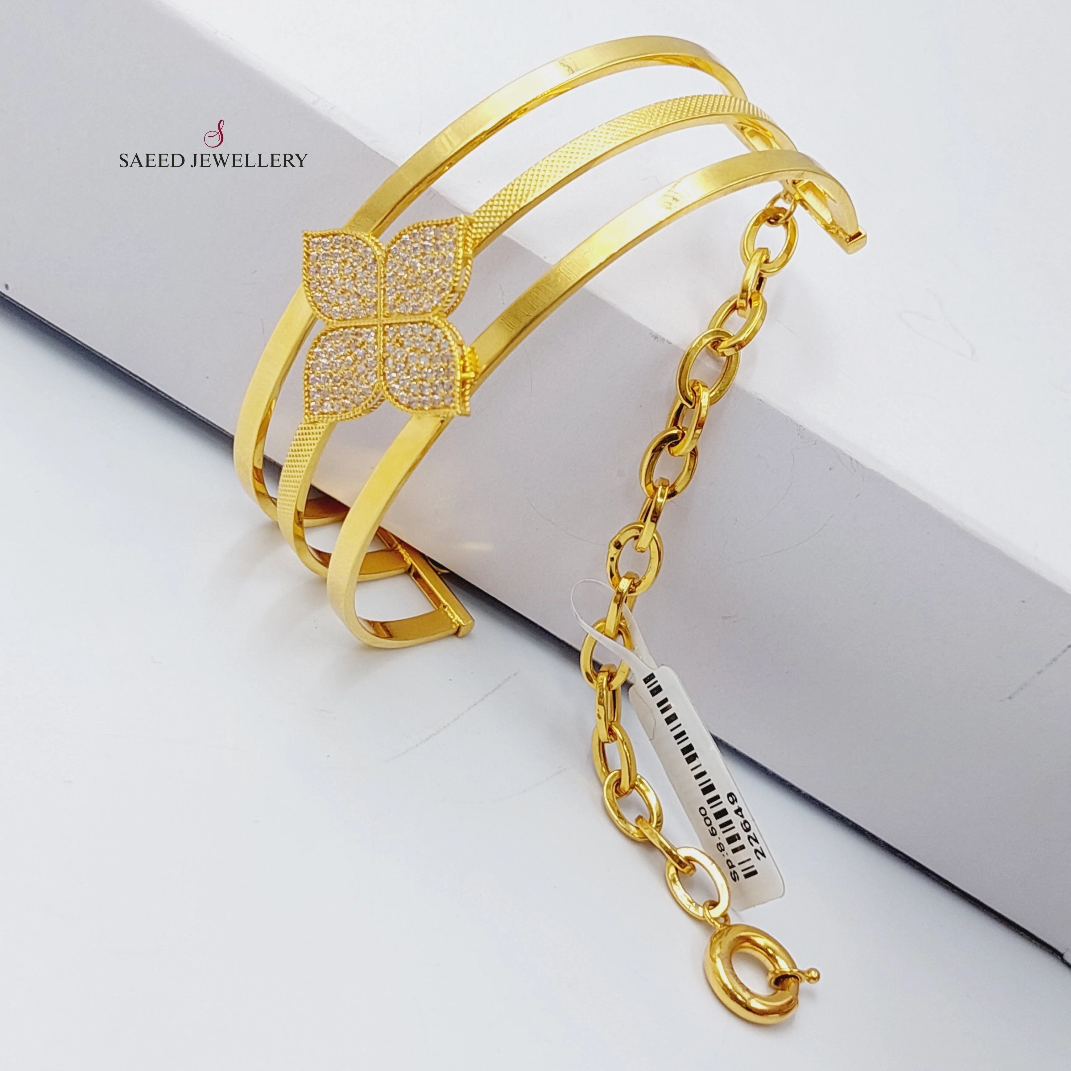 Zircon Studded Fancy Bangle Bracelet