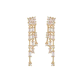 Zircon Tassel Dangle Earrings